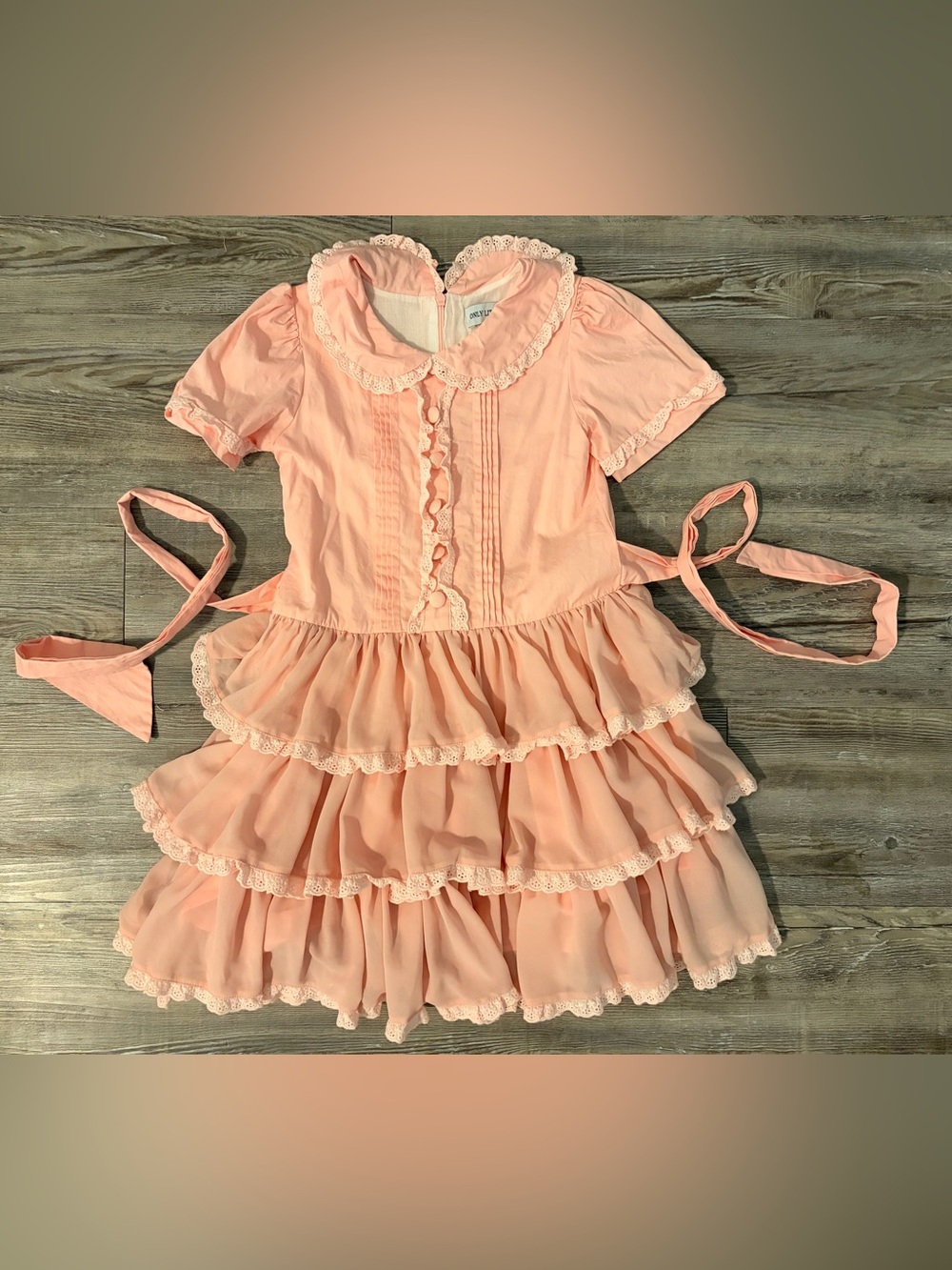 Only Little Once Pink Ruffled Girls'  Tea Party Dress - Size 8